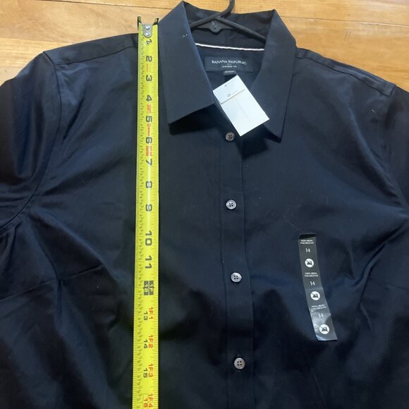 Banana Republic Black Tailored Fit Button Up Long Sleeve Shirt Women Sz 14 NEW - Picture 7 of 10